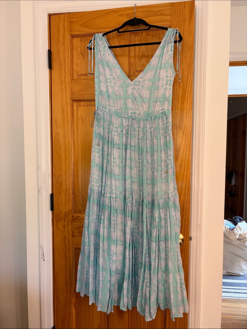Oliphant Mint Green Floral Maxi Dress, small